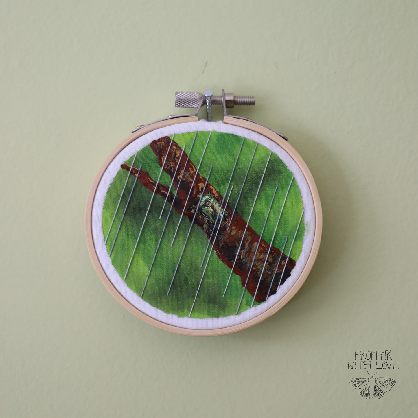 Emerald Green June Bug Embroidery - 3"