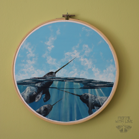 Narwhals Embroidery - 10"