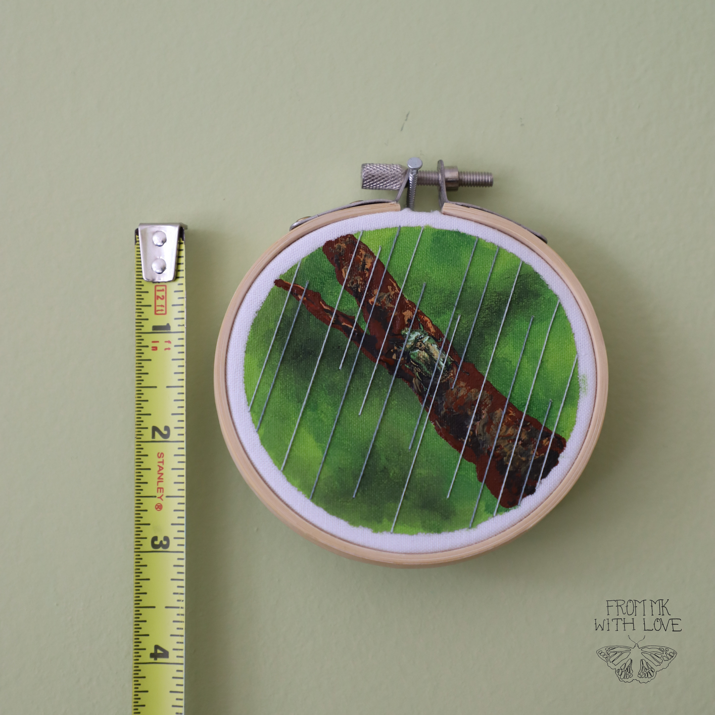 Emerald Green June Bug Embroidery - 3"