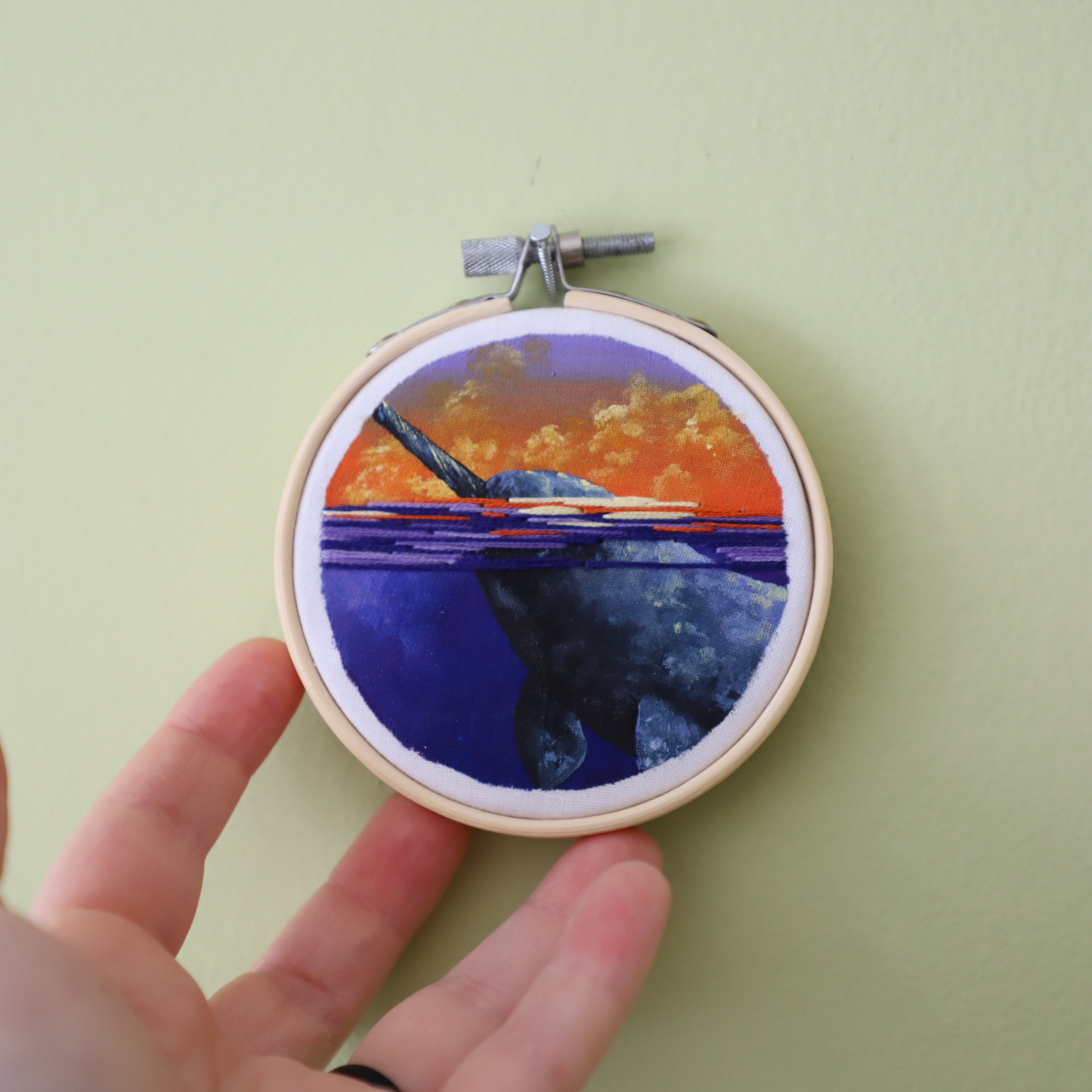 Narwhal Embroidery - 3"