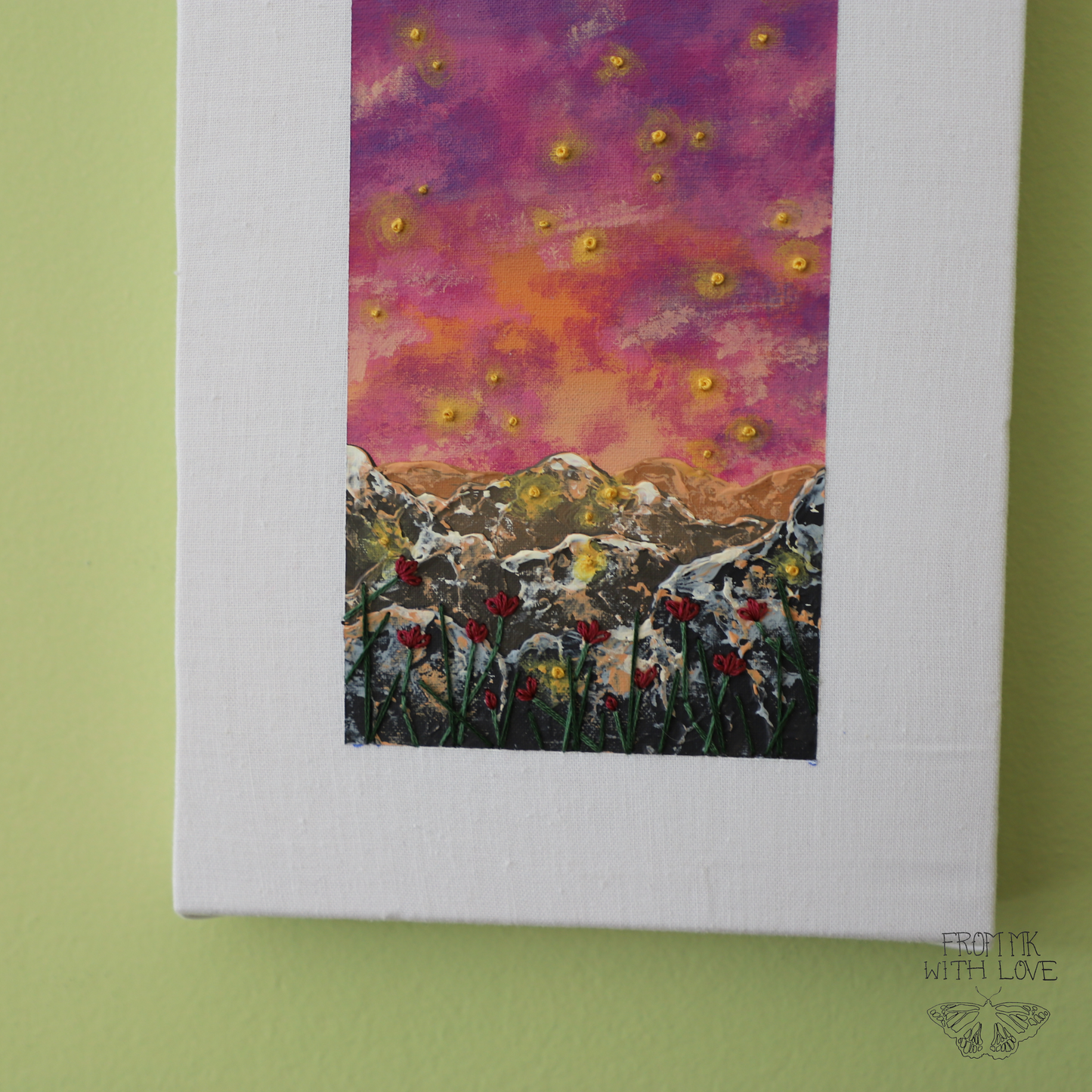 Mountain Night Embroidery - 6"x12"