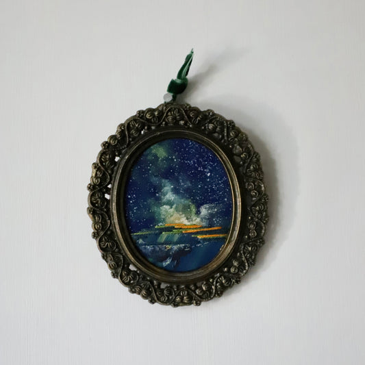 Night Swim - Mini framed embroidery