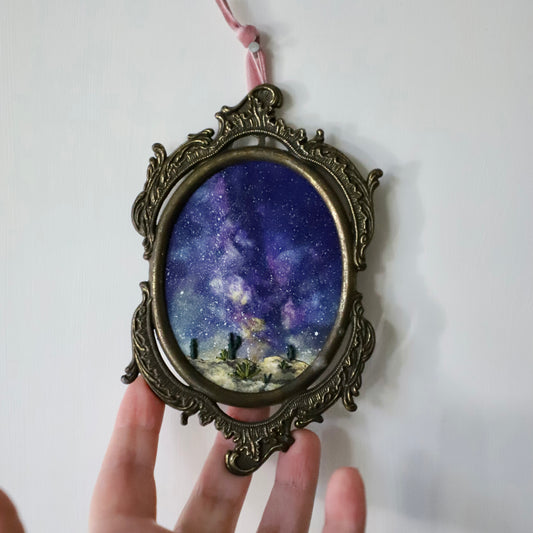 Desert Night - framed embroidery
