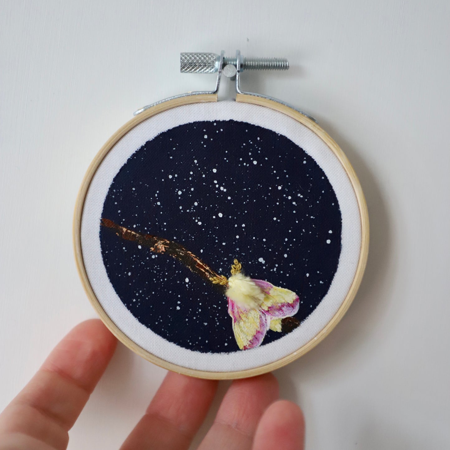 Rosy Maple Moth Embroidery - 3"