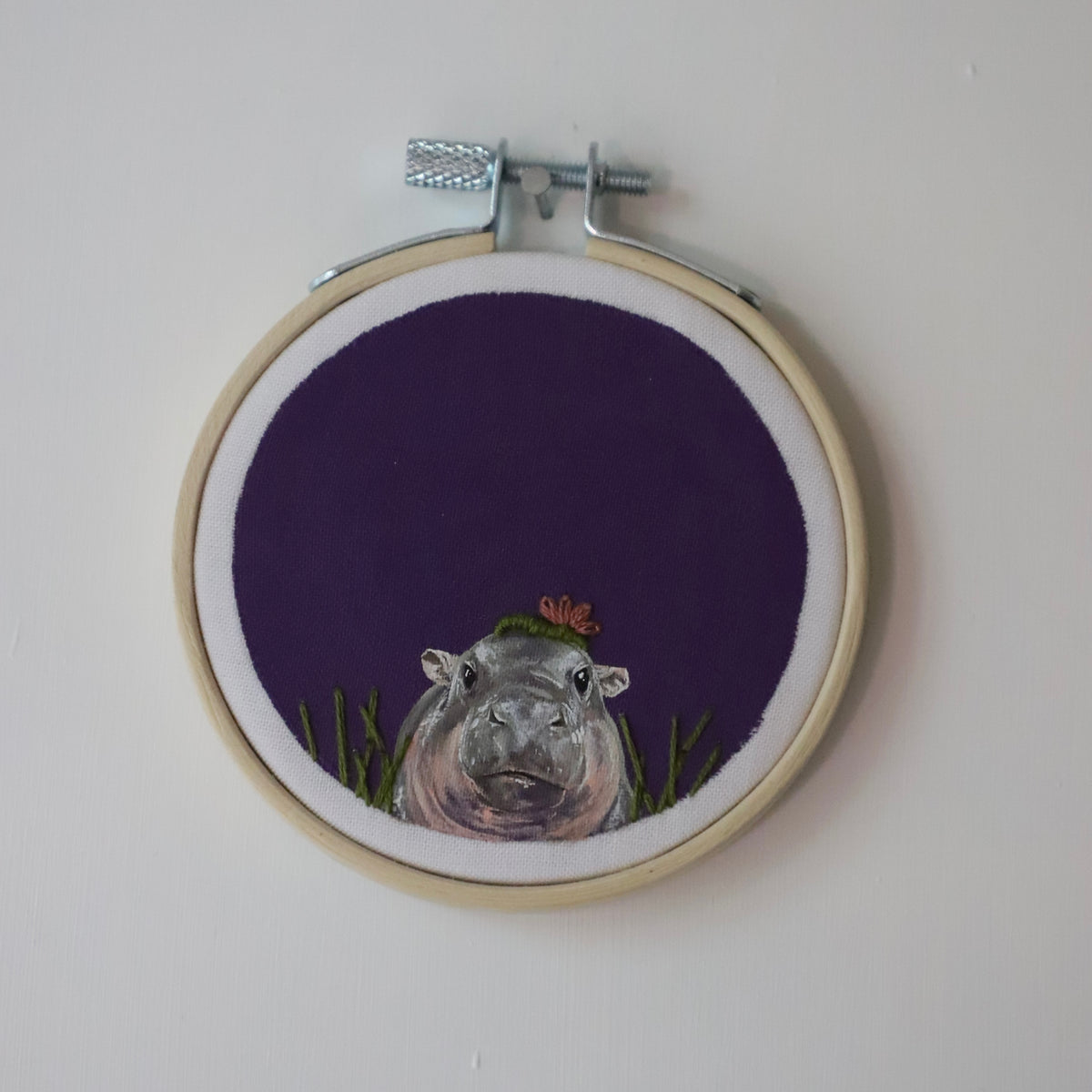 Hippo Embroidery - 3"