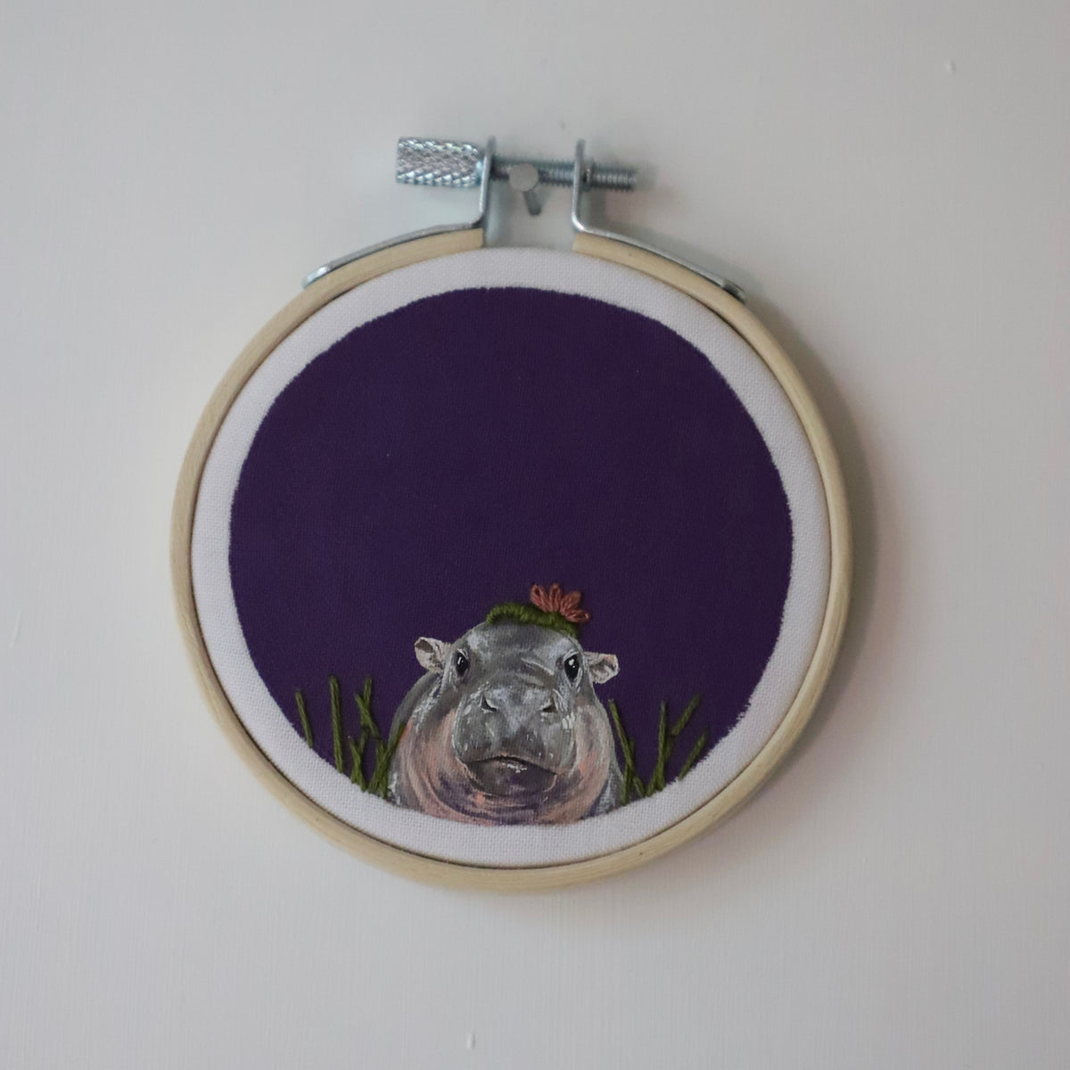 Hippo Embroidery - 3"