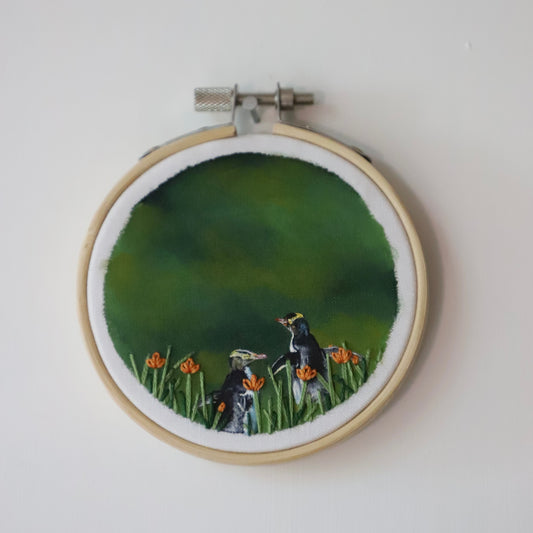 Yellow-eyed Penguin Embroidery - 3"